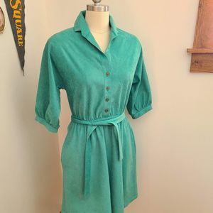 Vintage Turquoise Suede Dress Western Knee Length Casual Women's Size 4-6